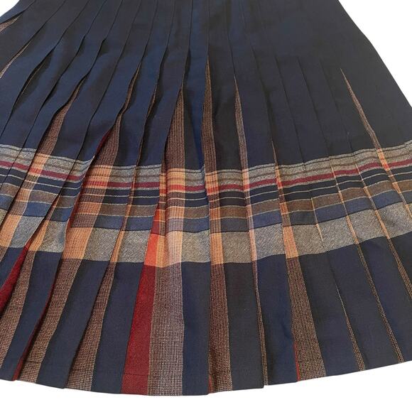 Vintage Plaid Wool Pleated Skirt Tartan Reversible Blue Maroon Scottish Irish 12 - Picture 12 of 13